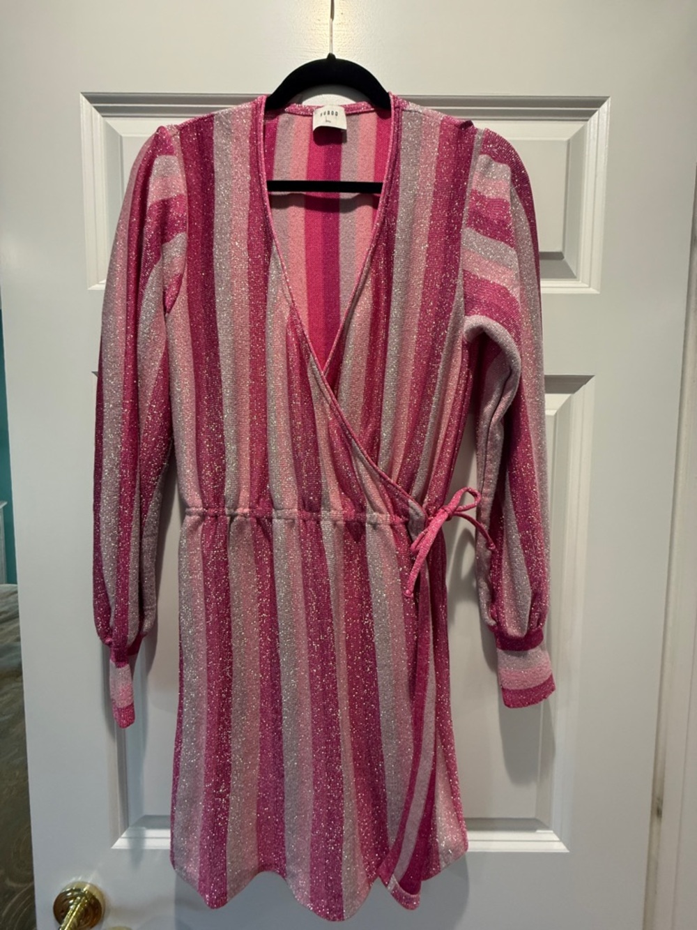 SUBOO Pink Metallic Striped Knit Dress - Small